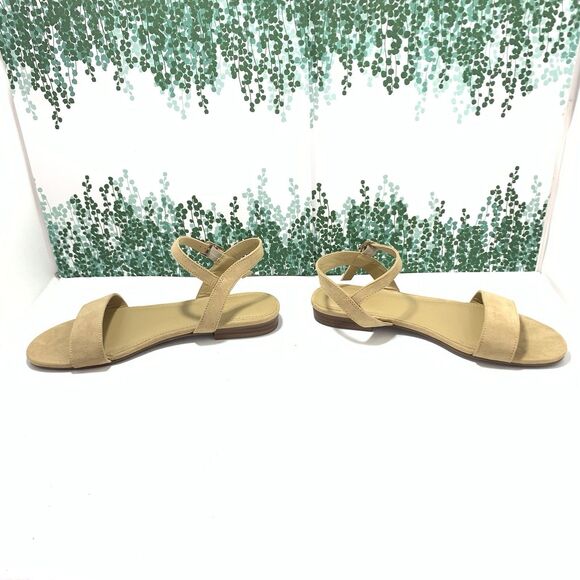 J. Crew Factory Ankle Strap Flat Tan Khaki Faux Suede Strappy Sandals Size 7 EUC - Picture 7 of 16